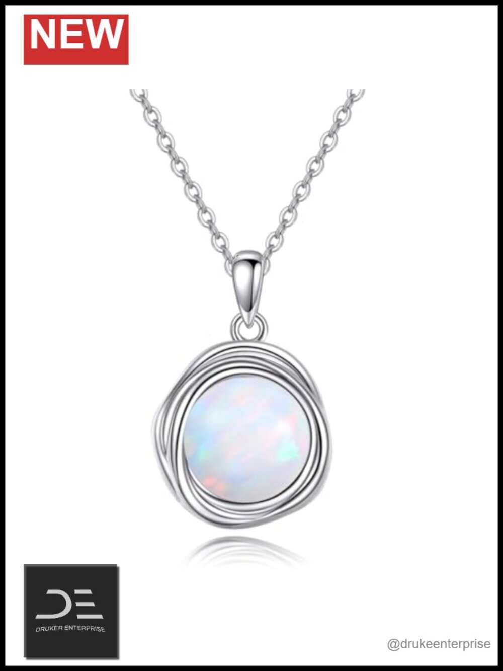 925 Sterling Silver Opal Pearl Pendant Necklace for Women 18 inch